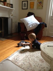 Creating happy new memories in the beach cottage that comes with a kitten.